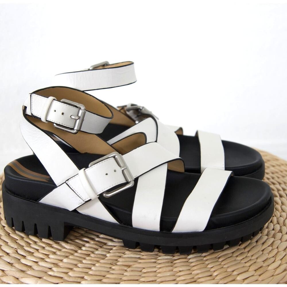 Women's White Leather Sandals by Sam Edelman Eleanora Summer Strappy Boho Casual